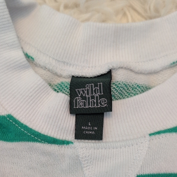 Wild Fable Green and White Striped Tee - Picture 2 of 2
